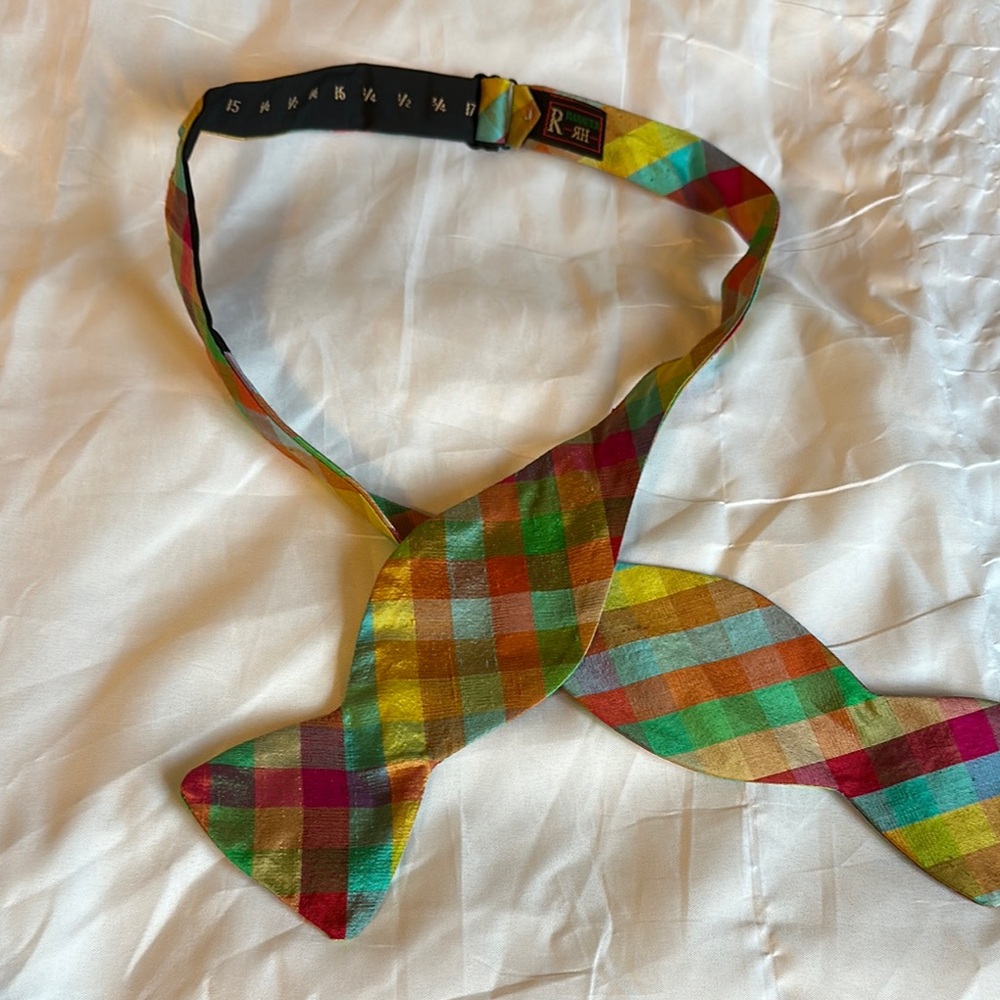 R Hanauer Checkered Bow Tie silk and cotton